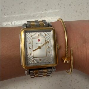 Authentic Michele Deco Two-Tone Diamond Dial Watch